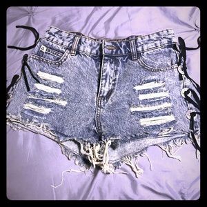 High rise jean shorts